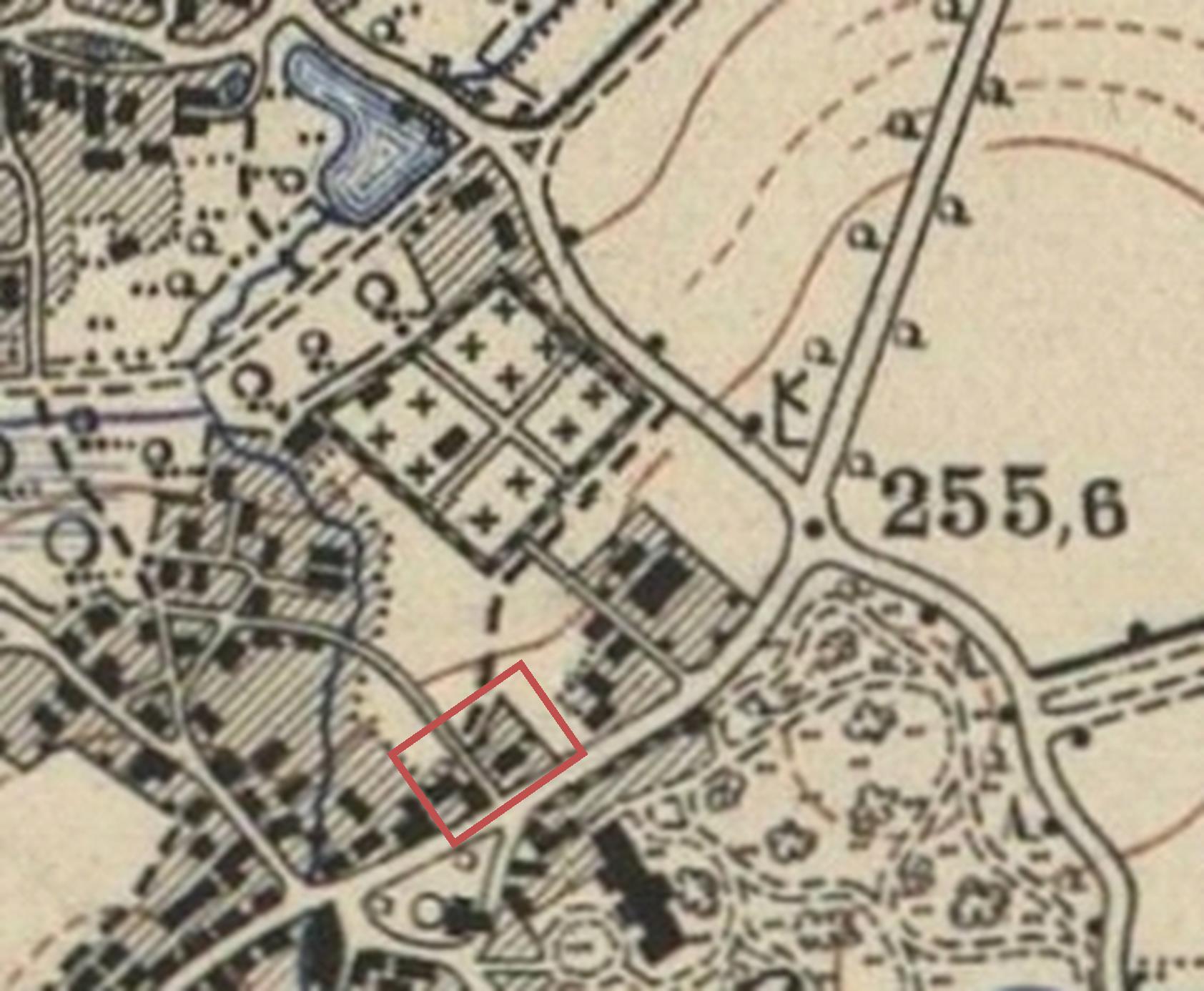 Schmiede und Rentamt auf Karte von 1905